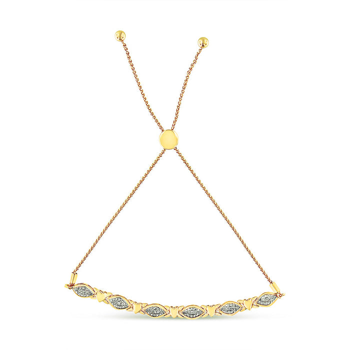Pulsera bolo de eslabones alternos en forma de marquesa y corazón con detalle de diamante en plata de ley, foto 14