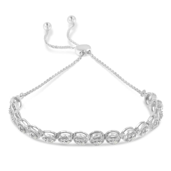 Pulsera bolo con diamantes de 0.1 ct. p.t. en plata de ley, foto 2