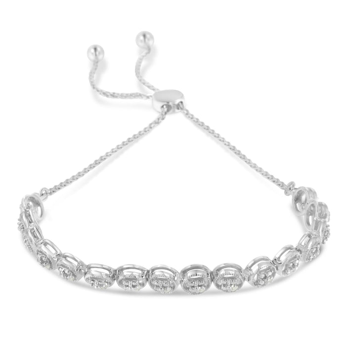 Pulsera bolo con diamantes de 0.1 ct. p.t. en plata de ley, foto 2
