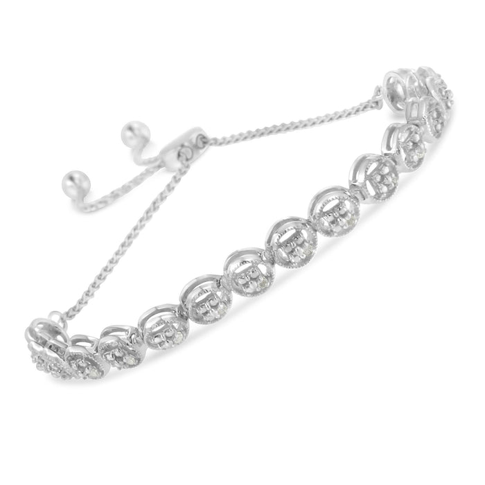 Pulsera bolo con diamantes de 0.1 ct. p.t. en plata de ley, foto 4