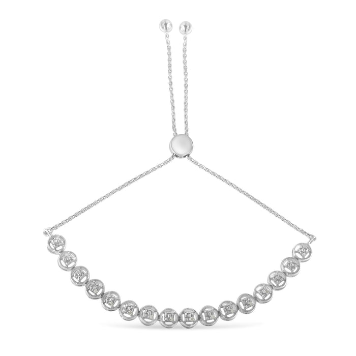 Pulsera bolo con diamantes de 0.1 ct. p.t. en plata de ley, foto 5