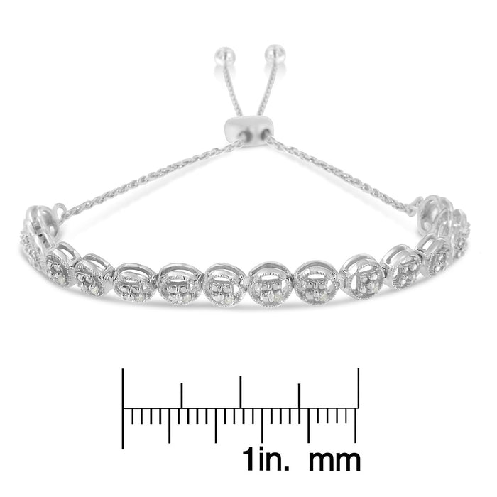 Pulsera bolo con diamantes de 0.1 ct. p.t. en plata de ley, foto 6
