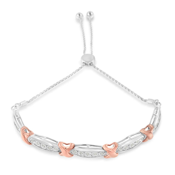 1/4 Ct. T.W. Round-Cut Diamond X and Tapered Bar Miracle-Set Bolo Bracelet in Sterling Silver, photo 2