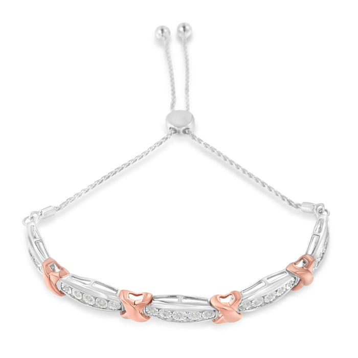 1/4 Ct. T.W. Round-Cut Diamond X and Tapered Bar Miracle-Set Bolo Bracelet in Sterling Silver, photo 2