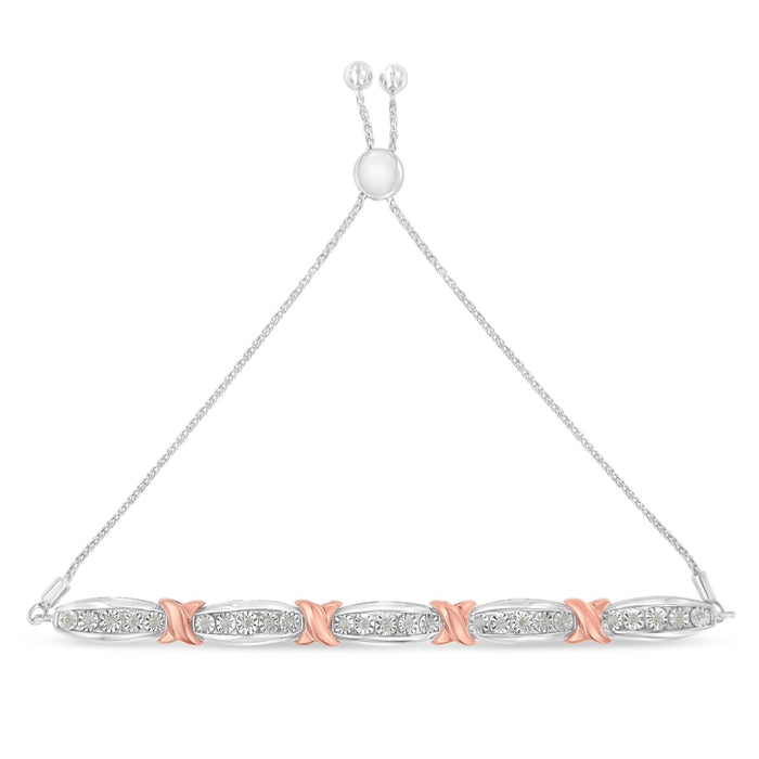 1/4 Ct. T.W. Round-Cut Diamond X and Tapered Bar Miracle-Set Bolo Bracelet in Sterling Silver, photo 4