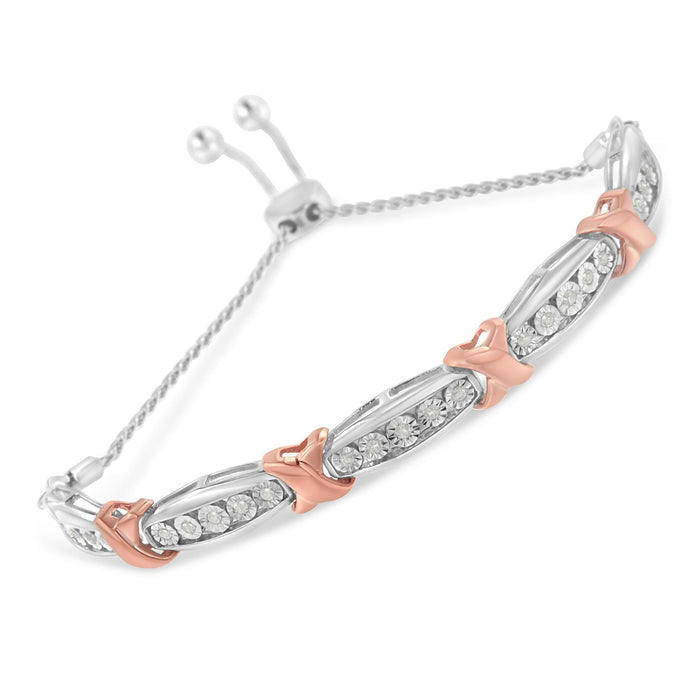1/4 Ct. T.W. Round-Cut Diamond X and Tapered Bar Miracle-Set Bolo Bracelet in Sterling Silver, photo 5