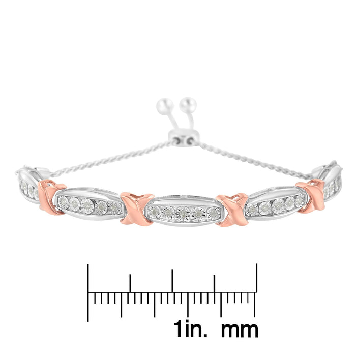 1/4 Ct. T.W. Round-Cut Diamond X and Tapered Bar Miracle-Set Bolo Bracelet in Sterling Silver, photo 6