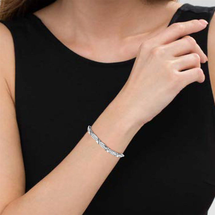 1/10 Ct. T.W. Diamond X Link Bolo Bracelet in Sterling Silver, photo 3