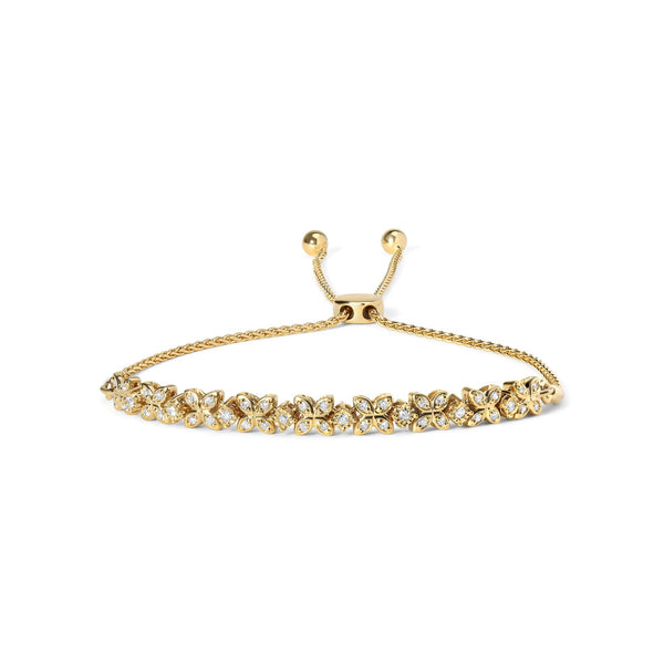 Pulsera bolo ajustable de eslabones marquesa con diamantes de 1/4 ct. p.t. en plata de ley, foto 1