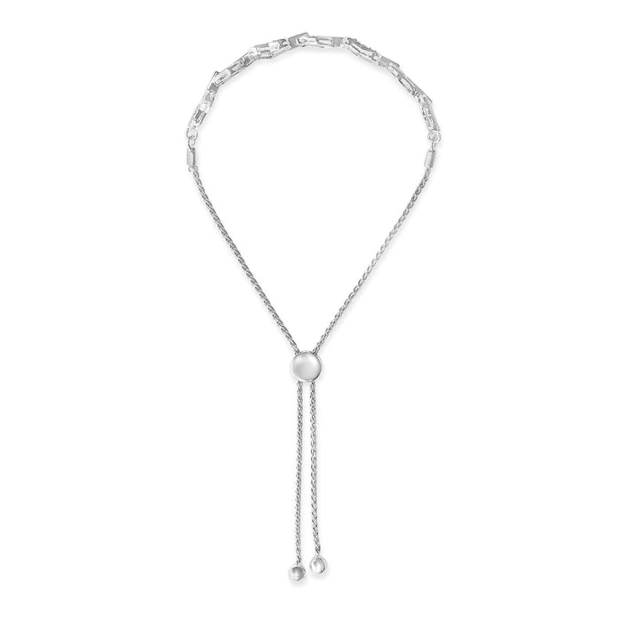 Pulsera bolo ajustable de eslabones de corazón alternados con diamantes de 1/2 ct. p.t. en plata de ley, foto 4