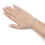 Pulsera bolo ajustable de eslabones de corazón alternados con diamantes de 1/2 ct. p.t. en plata de ley, foto 3
