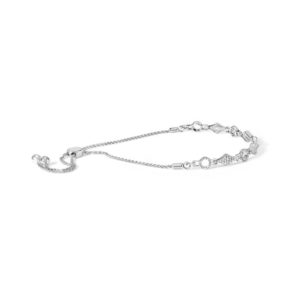 Pulsera bolo ajustable de eslabones alternados de círculo y cometa con diamantes de 1/2 ct. p.t. en plata de ley, foto 2