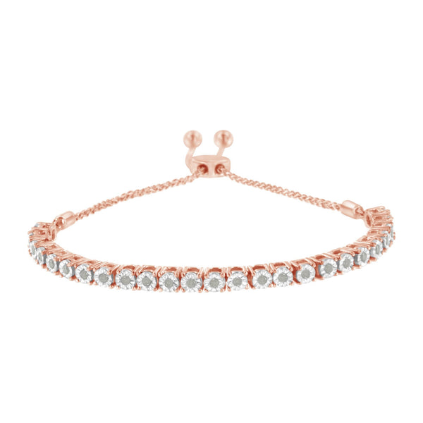 Pulsera tenis bolo ajustable Miracle-Set con diamantes de 1/4 ct. p.t. en plata de ley, foto 2