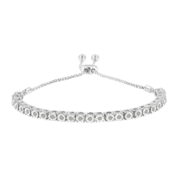 Pulsera tenis bolo ajustable Miracle-Set con diamantes de 1/4 ct. p.t. en plata de ley, foto 1