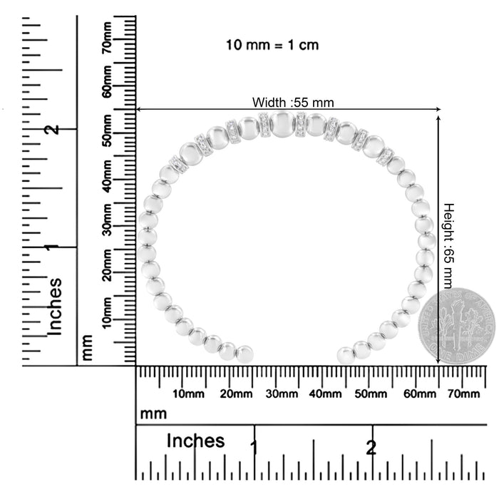 1/4 Ct. T.W. Diamond Rondelle Graduated Ball Bead Cuff Bangle Bracelet in Sterling Silver, photo 5