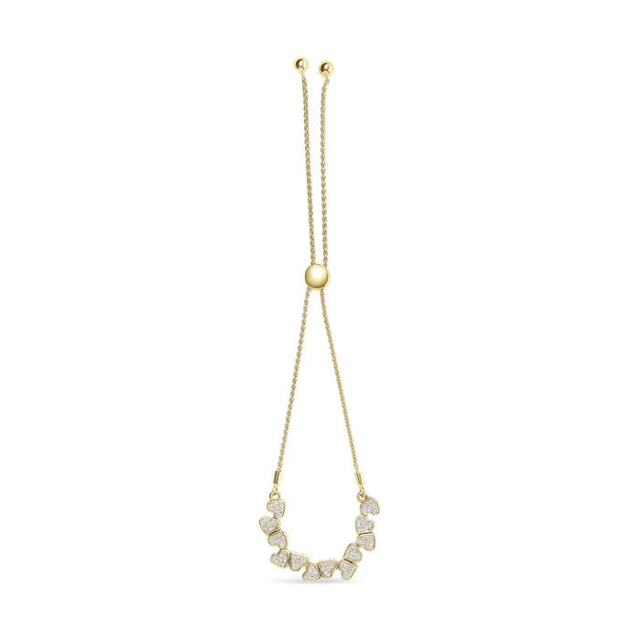 Pulsera bolo de corazones de lado con diamantes de 1/2 ct. p.t. en plata de ley bañada en oro amarillo, foto 2
