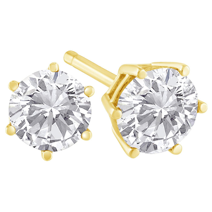 1 1/2 Ct. T.W. Round Brilliant-Cut Near Colorless Diamond Classic 6-Prong Stud Earrings in 18K Yellow Gold, photo 4