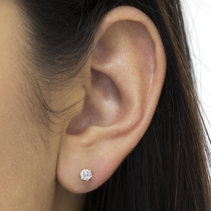 1 1/2 Ct. T.W. Round Brilliant-Cut Near Colorless Diamond Classic 6-Prong Stud Earrings in 18K Yellow Gold, photo 3