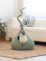 Felted Wool Cat Cave with Tail, Eucalyptus Green, photo 3