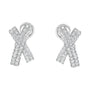 2 Ct. T.W. Round-Brilliant-Cut Diamond Domed X Shaped Omega Back Stud Earrings in 14K White Gold, photo 1
