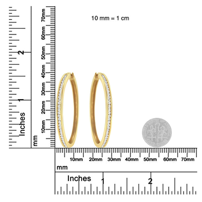 Aretes de aro delgados con diamantes de 1 ct. p.t. en oro amarillo de 10K, foto 5