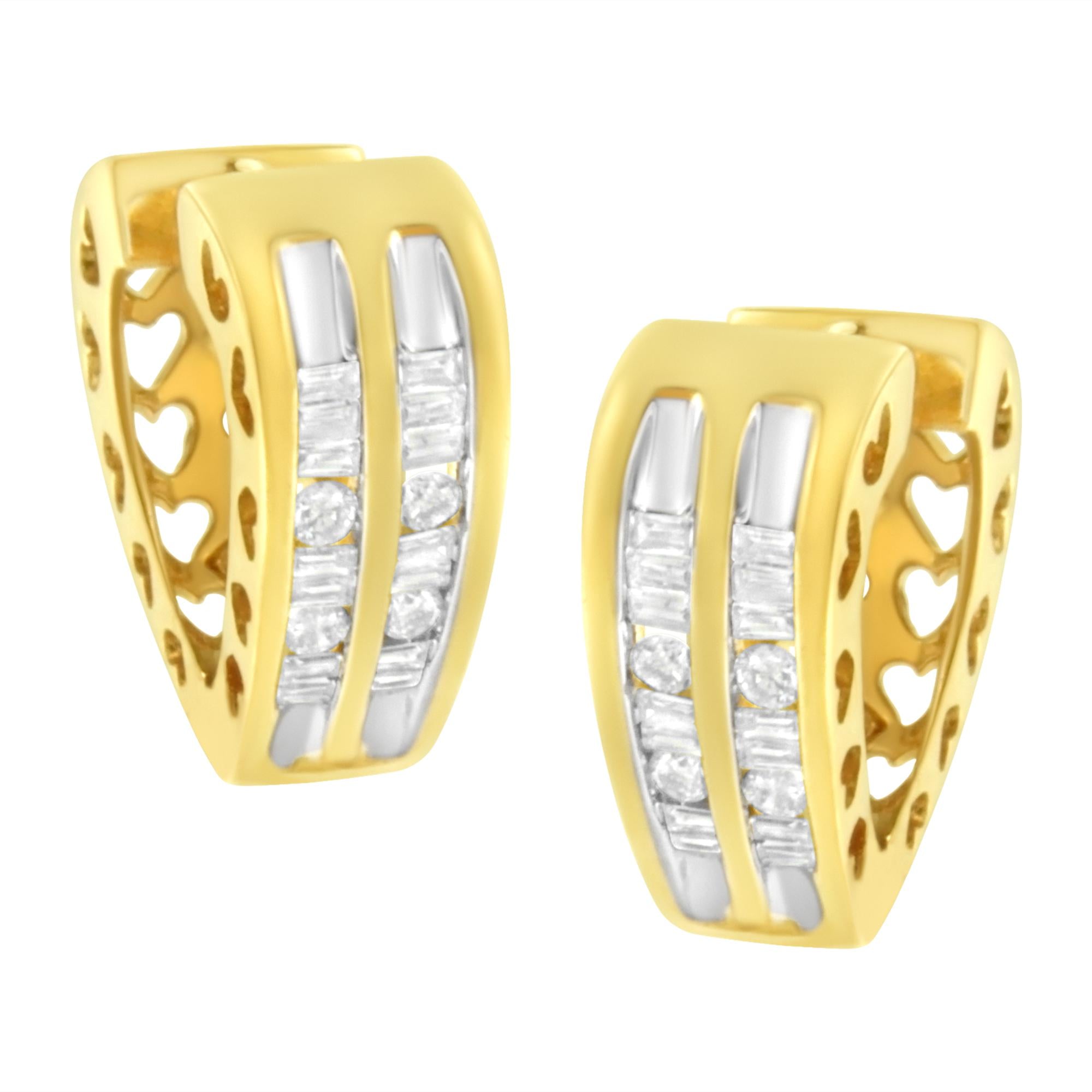 1/2 Ct. T.W. Diamond Huggy Heart Hoop Earrings in 10K Yellow Gold, photo 1