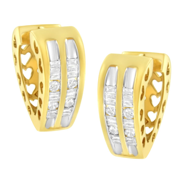 Aretes de aro Huggie de corazón con diamantes de 1/2 ct. p.t. en oro amarillo de 10K, foto 1