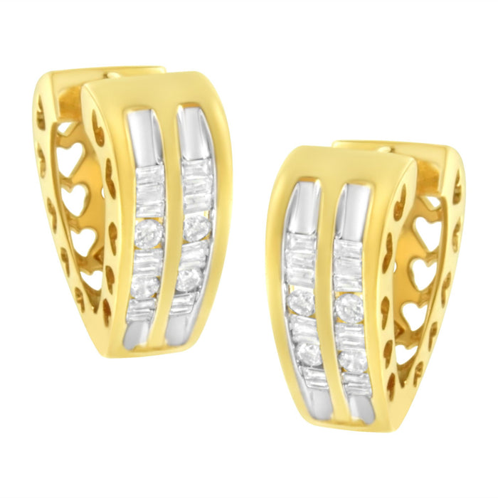 1/2 Ct. T.W. Diamond Huggy Heart Hoop Earrings in 10K Yellow Gold, photo 1
