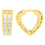 1/2 Ct. T.W. Diamond Huggy Heart Hoop Earrings in 10K Yellow Gold, photo 2