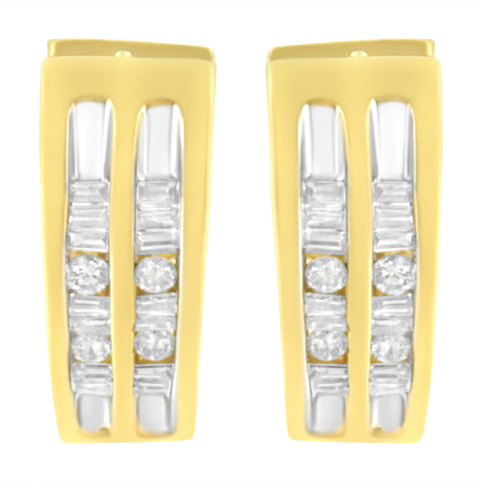 1/2 Ct. T.W. Diamond Huggy Heart Hoop Earrings in 10K Yellow Gold, photo 4