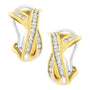 Aretes de aro cruzados en forma de X con diamantes redondos y baguette de 1/2 ct. p.t. en oro amarillo y blanco de 14K, foto 1