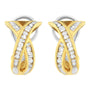 Aretes de aro cruzados en forma de X con diamantes redondos y baguette de 1/2 ct. p.t. en oro amarillo y blanco de 14K, foto 4