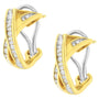 Aretes de aro cruzados en forma de X con diamantes redondos y baguette de 1/2 ct. p.t. en oro amarillo y blanco de 14K, foto 5