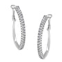 Aretes de aro pavé con cierre de palanca con diamantes de 1 ct. p.t. en oro blanco de 10K, color I-J, claridad I2-I3, foto 1