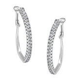 1 Ct. T.W. Diamond Pavé-Set Lever-Back Hoop Earrings in 10K White Gold