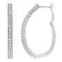 Aretes de aro pavé con cierre de palanca con diamantes de 1 ct. p.t. en oro blanco de 10K, color I-J, claridad I2-I3, foto 2