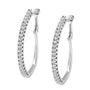 Aretes de aro pavé con cierre de palanca con diamantes de 1 ct. p.t. en oro blanco de 10K, color I-J, claridad I2-I3, foto 5