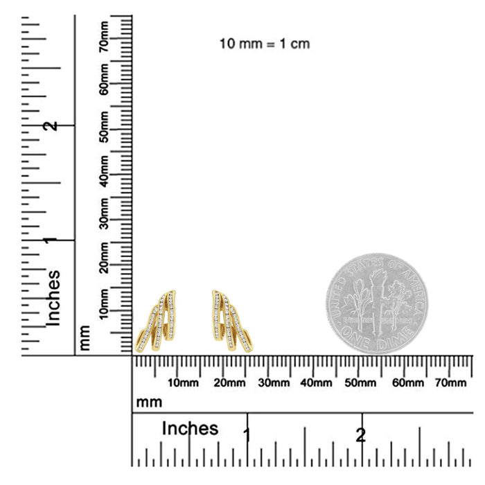 Aretes de botón de aro abierto en espiral de varias hileras de canal con diamantes de 1 ct. p.t. en oro amarillo de 10K, foto 6