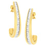 Aretes de aro en J de engaste de canal con diamantes de 1 ct. p.t. en oro amarillo de 10K, foto 1
