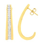 Aretes de aro en J de engaste de canal con diamantes de 1 ct. p.t. en oro amarillo de 10K, foto 2
