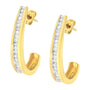 Aretes de aro en J de engaste de canal con diamantes de 1 ct. p.t. en oro amarillo de 10K, foto 5