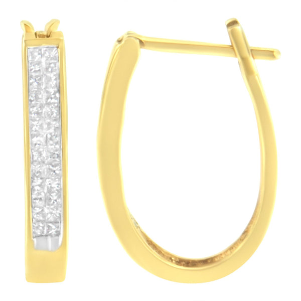 1/2 Ct. T.W. Invisible-Set Princess-Cut Diamond Hoop Earrings in 10K Yellow Gold, photo 2