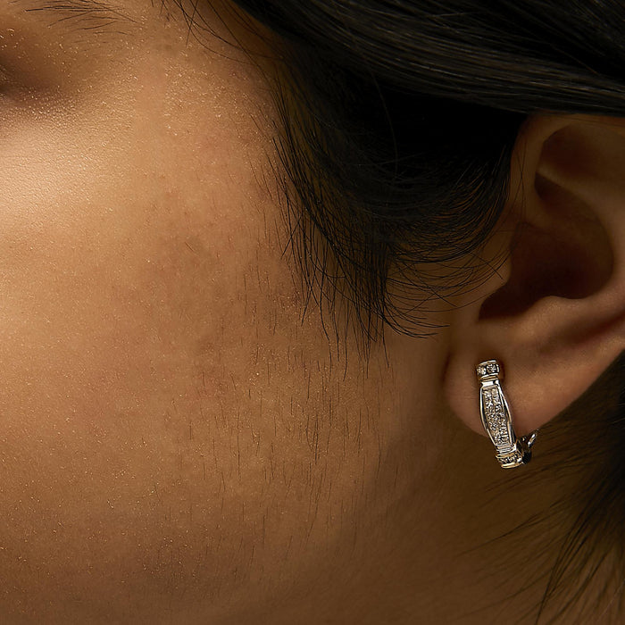 0.5 Ct. T.W. Round and Princess-Cut Diamond Earrings in 14K Two-Tone Gold, photo 3