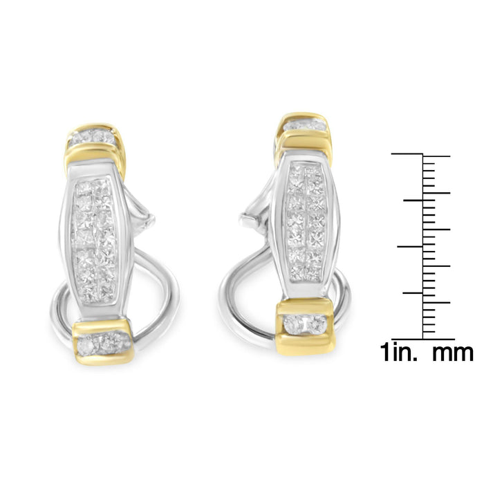 0.5 Ct. T.W. Round and Princess-Cut Diamond Earrings in 14K Two-Tone Gold, photo 5