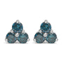 Aretes de botón de trío con diamantes azules tratados de 1 1/3 ct. p.t. en oro blanco de 14K, foto 1
