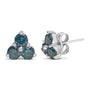 Aretes de botón de trío con diamantes azules tratados de 1 1/3 ct. p.t. en oro blanco de 14K, foto 2