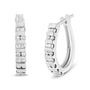 Aretes de aro con diamantes redondos y talla baguette de 1 ct. p.t. en oro de 10K, foto 1