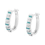 Aretes de aro con diamantes redondos y baguette azules de 0.50 ct. p.t. en oro blanco de 10K, foto 5