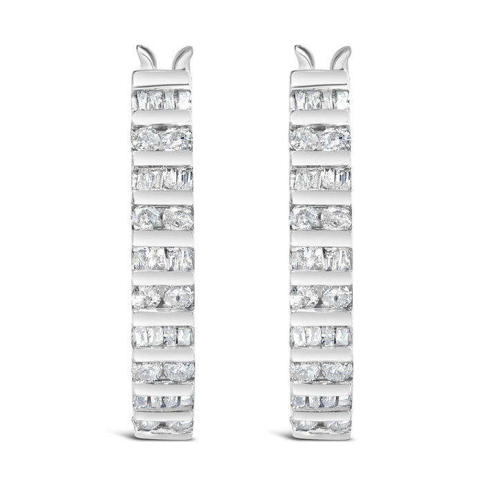 1 Ct. T.W. Alternating Diamond U Hoop Earrings in 10K Gold, photo 4