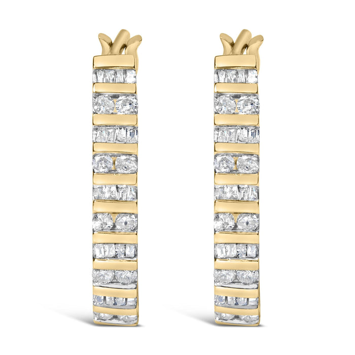 1 Ct. T.W. Alternating Diamond U Hoop Earrings in 10K Gold, photo 3